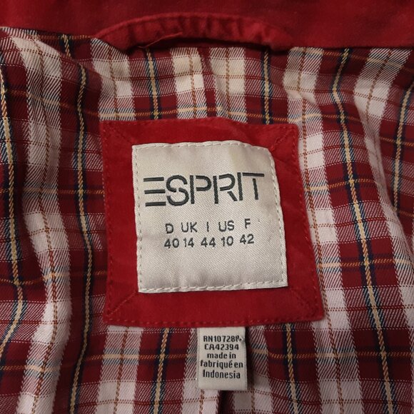 Vintage Y2K ESPRIT Red Cotton Corduroy Blazer Jacket Women’s 10Siz Academia - Picture 4 of 5